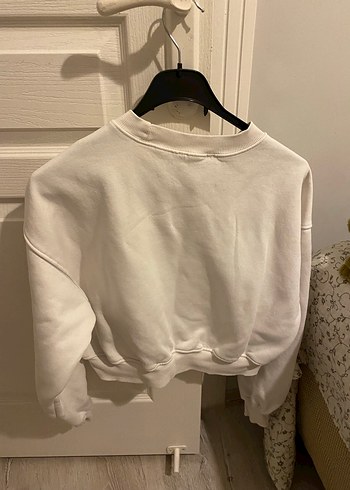 Beyaz Oversize Kadın Sweatshirt - Görsel 3