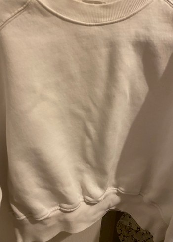 Beyaz Oversize Kadın Sweatshirt - Görsel 2