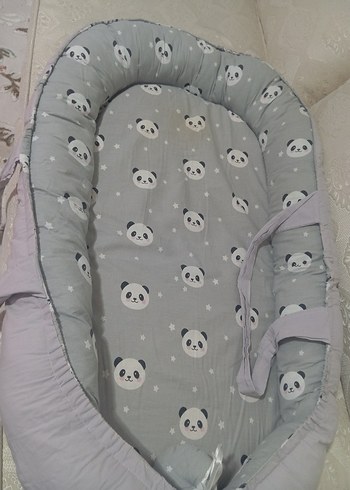 Gri Panda Desenli Bebek Yatağı - Görsel 5