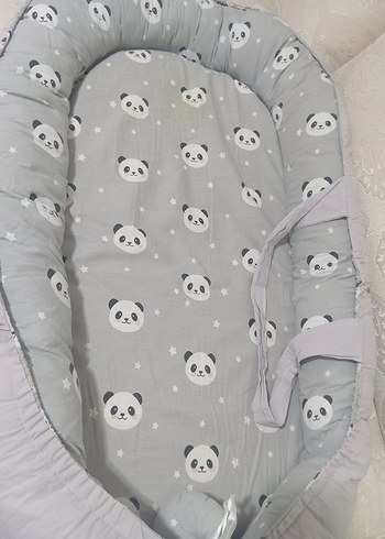 Gri Panda Desenli Bebek Yatağı - Görsel 2
