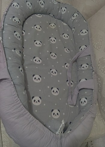 Gri Panda Desenli Bebek Yatağı - Görsel 6