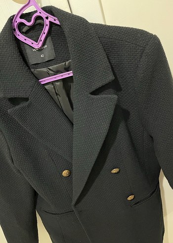 Düğmeli lacivert blazer ceket - Görsel 4