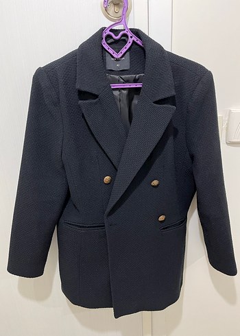 Düğmeli lacivert blazer ceket - Görsel 2