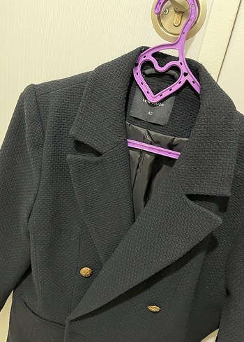 Düğmeli lacivert blazer ceket - Görsel 3