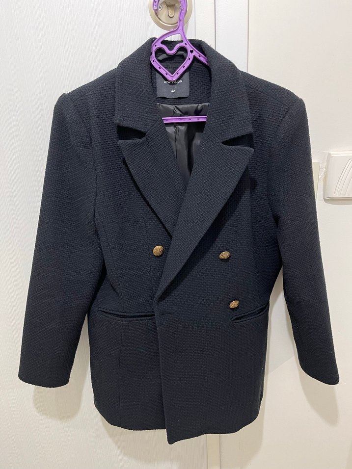 Düğmeli lacivert blazer ceket - Görsel 2