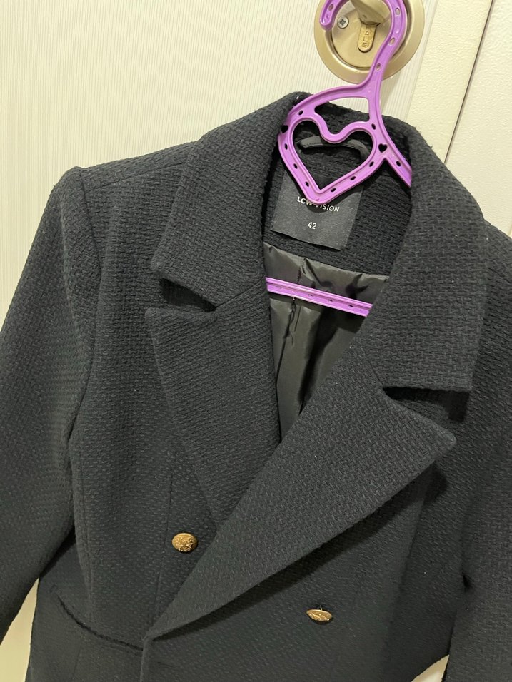 Düğmeli lacivert blazer ceket - Görsel 3