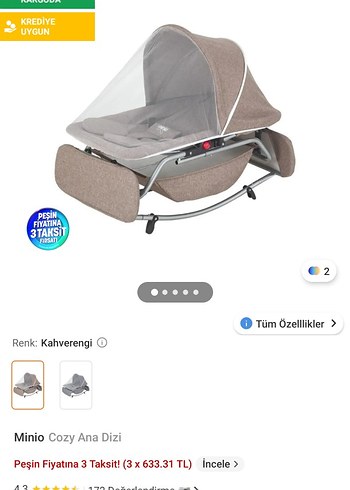 Minio Keten Kumaşlı Beş Kademeli Ayarlı Beşik - Görsel 6