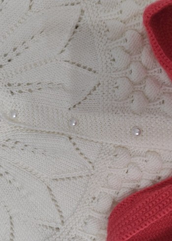 Kızlar için Beyaz Nakışlı Örgü Kolsuz yelek - Görsel 2