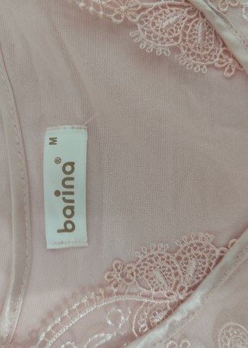 Pembe Nakış Detaylı Uzun Kollu Kadın Gecelik lohusa takım - Görsel 6