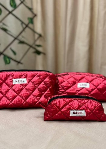 Kırmızı Fermuarlı Kadın Makyaj Çantası - Görsel 2