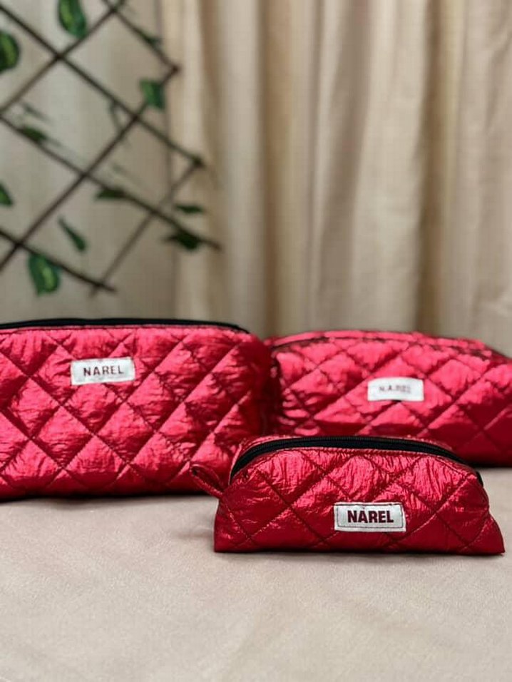 Kırmızı Fermuarlı Kadın Makyaj Çantası - Görsel 2