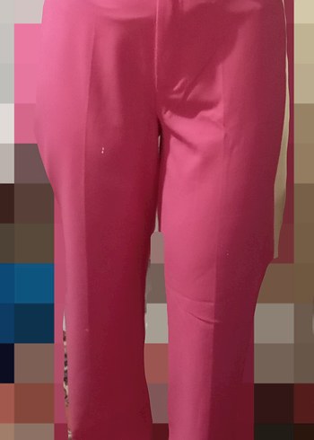 Pembe Midi Kumaş Kadın Pantolon - Görsel 2