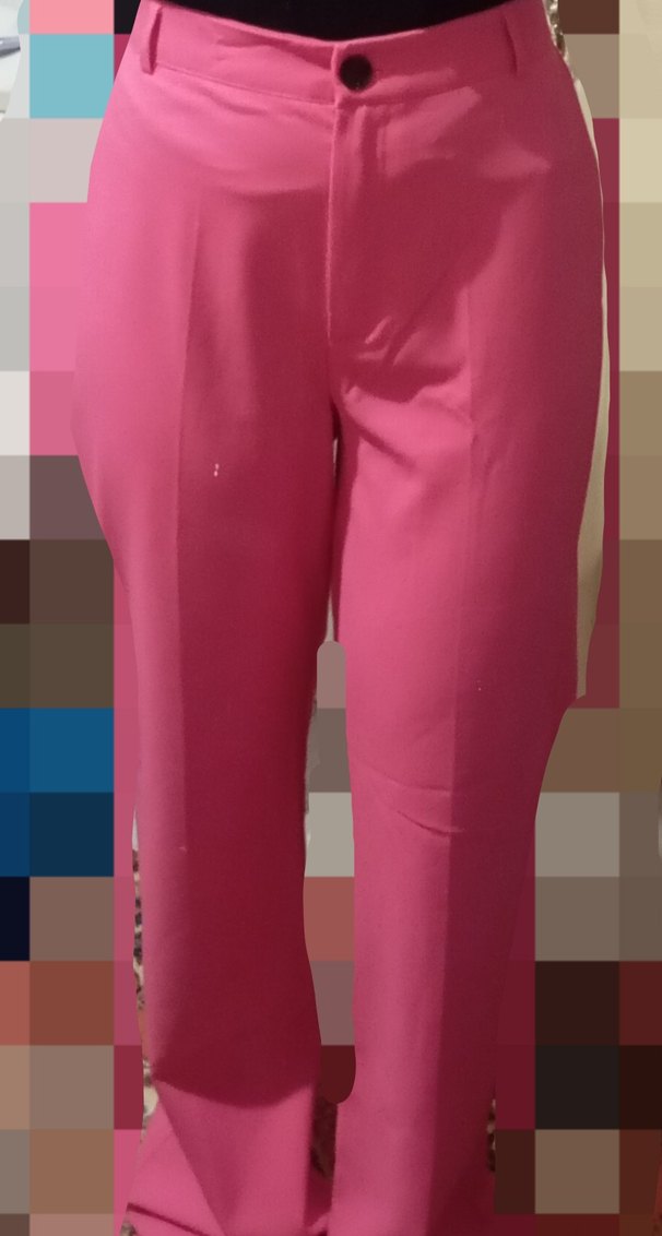 Pembe Midi Kumaş Kadın Pantolon - Görsel 2