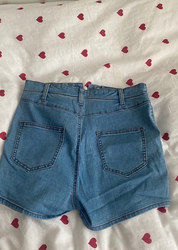 Düğmeli Mavi Mini Denim Şort - Görsel 3