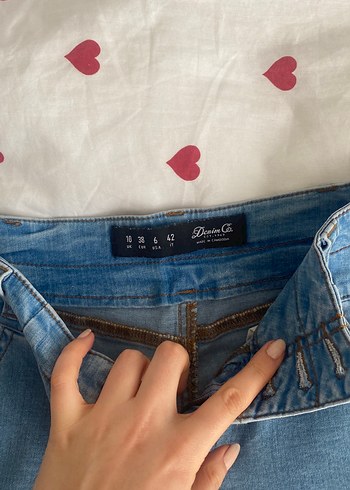 Düğmeli Mavi Mini Denim Şort - Görsel 2
