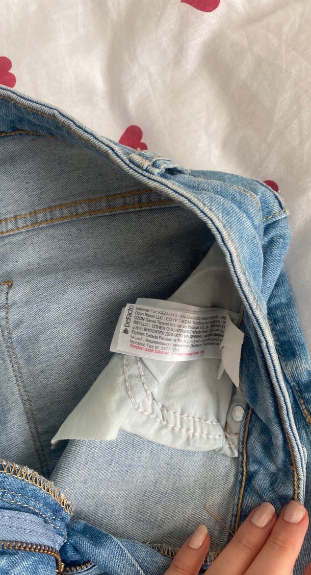 Kadın Mavi Midi Boy Bol Kesim Denim Şort - Görsel 2