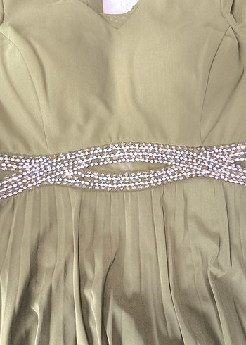 Kadın V Yaka Pileli Uzun Abiye i Elbise - Görsel 8