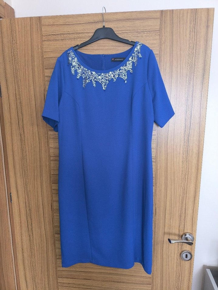 Mavi Renk Taş Nakışlı Abiye Elbise - Görsel 3