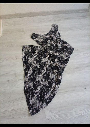 Kadın Gri Batik Desenli Uzun Elbise - Görsel 6