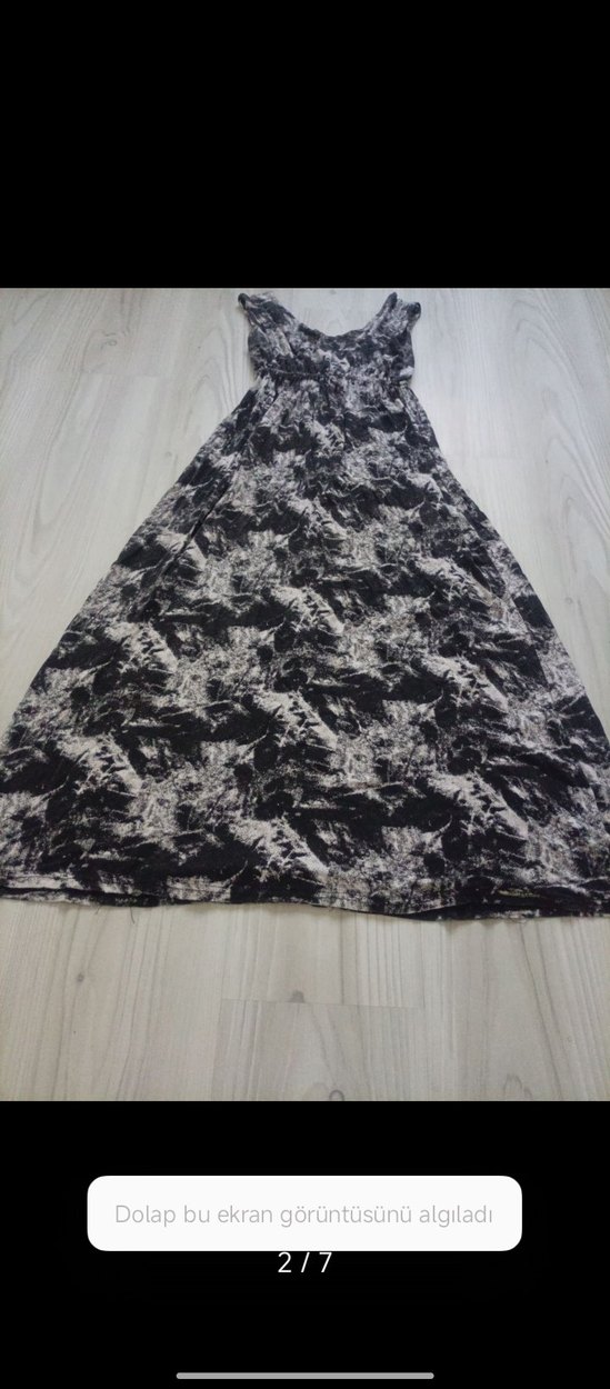 Kadın Gri Batik Desenli Uzun Elbise - Görsel 5