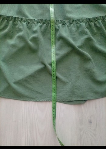 fırfırlı üst kısmı lastikli düşük kol Maxi elbise - Görsel 4