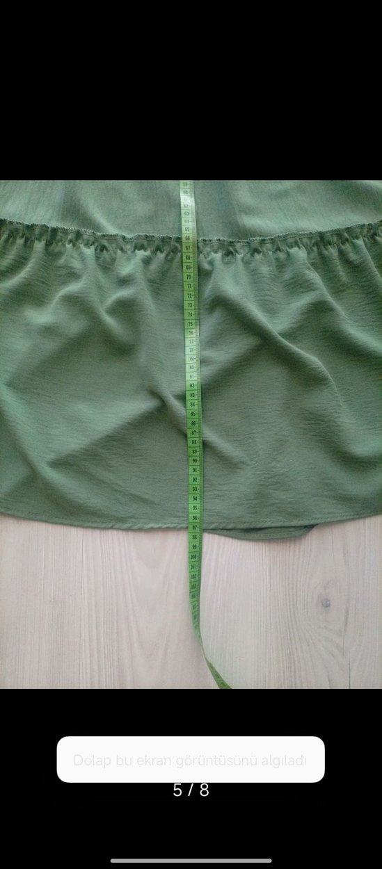 fırfırlı üst kısmı lastikli düşük kol Maxi elbise - Görsel 4