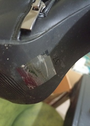 Siyah Deri Tokalı kalin Topuklu Kadın Bot - Görsel 8