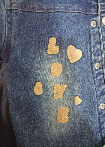 Nakışlı Düğmeli Kız Kot Ceket mont - Görsel 5