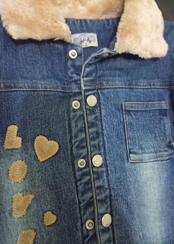 Nakışlı Düğmeli Kız Kot Ceket mont - Görsel 6