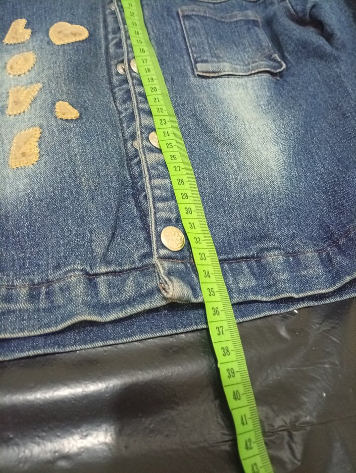 Nakışlı Düğmeli Kız Kot Ceket mont - Görsel 4