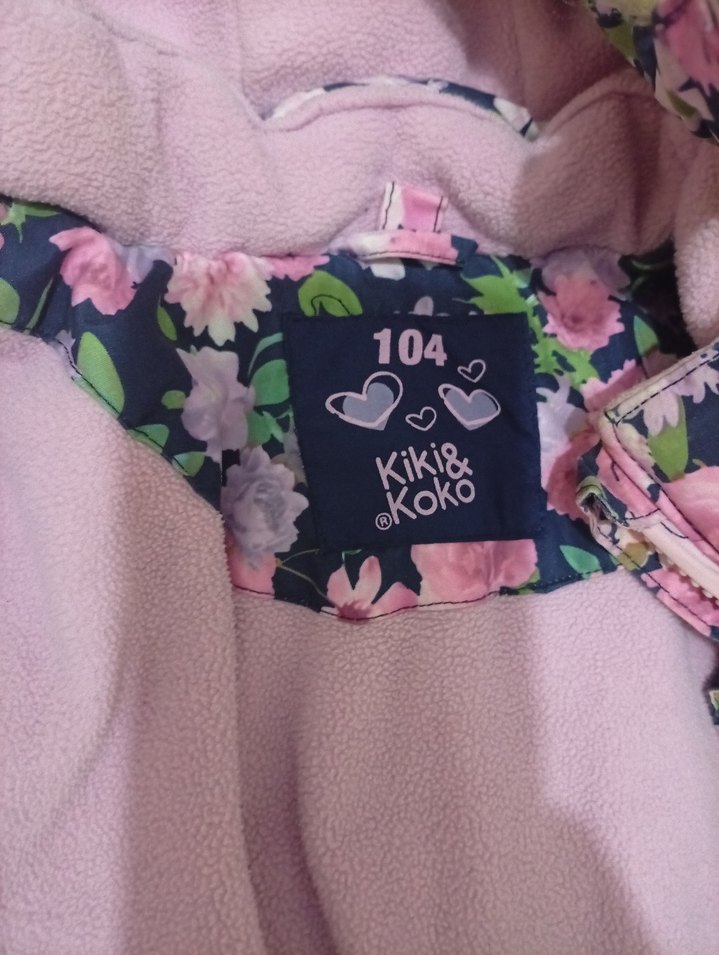 Kız Çocuk Çiçek Desenli Kürklü Mont - Görsel 2