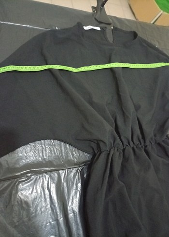 Uzun Siyah Salaş Elbise, Yüksek Yaka, Drapeli - Görsel 8