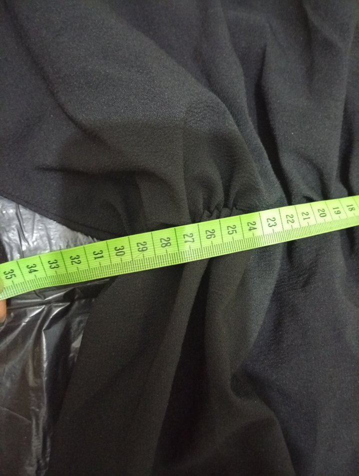 Uzun Siyah Salaş Elbise, Yüksek Yaka, Drapeli - Görsel 5