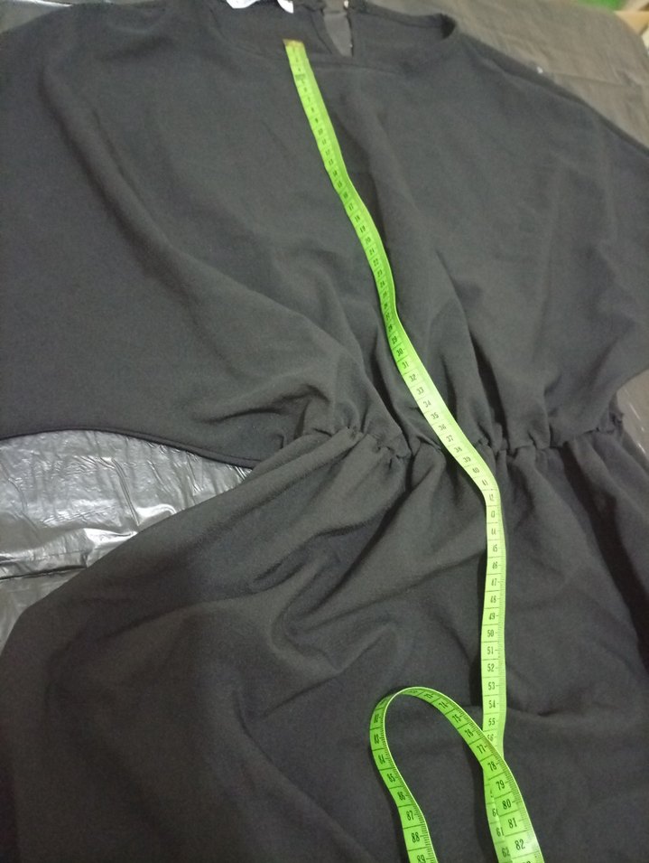 Uzun Siyah Salaş Elbise, Yüksek Yaka, Drapeli - Görsel 3