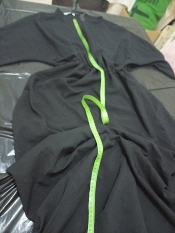 Uzun Siyah Salaş Elbise, Yüksek Yaka, Drapeli - Görsel 2