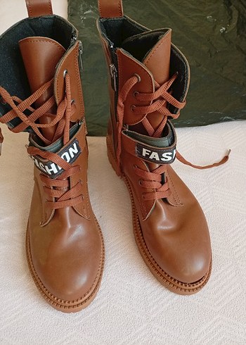 Kahverengi Deri Kadın Topuklu Bot - Görsel 6