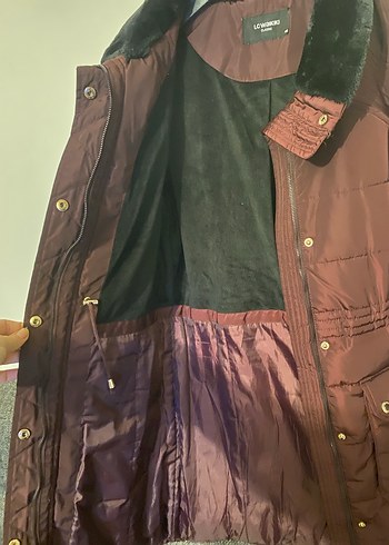 Bordo Kürklü Kadın Kışlık Mont - Görsel 2