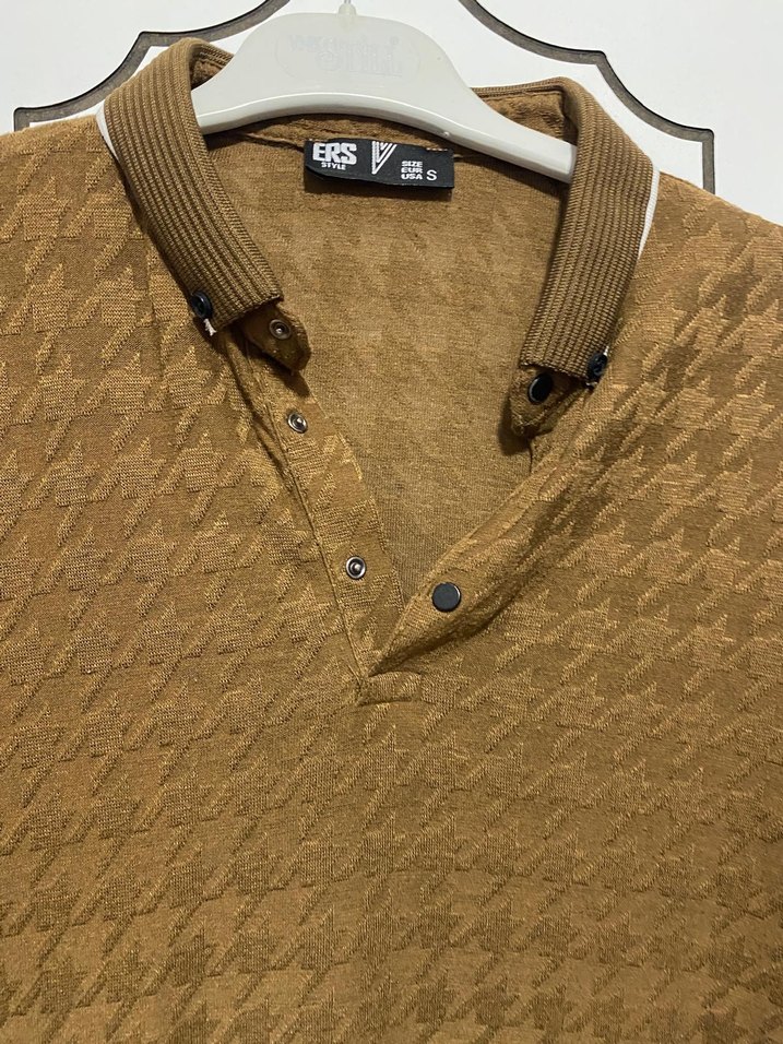 Kahverengi Düğmeli Erkek Polo Tişört - Görsel 2