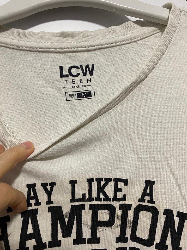 Beyaz Baskılı Erkek Tişörtü, Kısa Kollu, Pamuk - Görsel 2