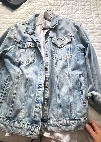 Kadın Mavi Bol Kesim Denim Ceket