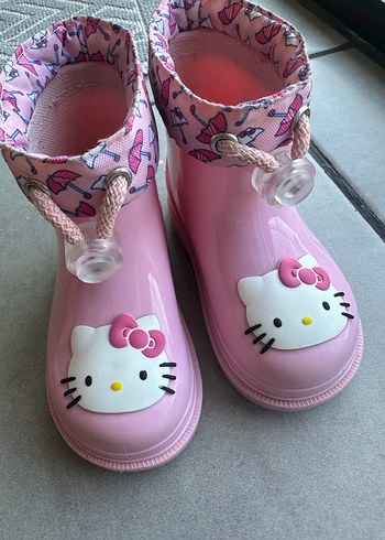 22 Beden Kızlar için Hello Kitty Pembe Yağmur Çizmesi