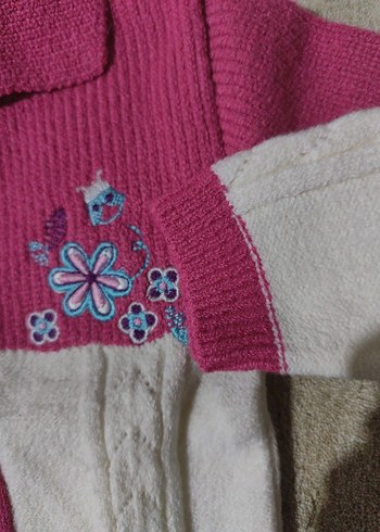 Renkli Nakışlı Kız Triko Hırka - Görsel 2