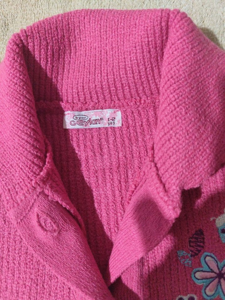 Renkli Nakışlı Kız Triko Hırka - Görsel 3