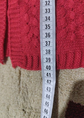 Kız Çocuk Kırmızı Örgü Hırka - Görsel 6