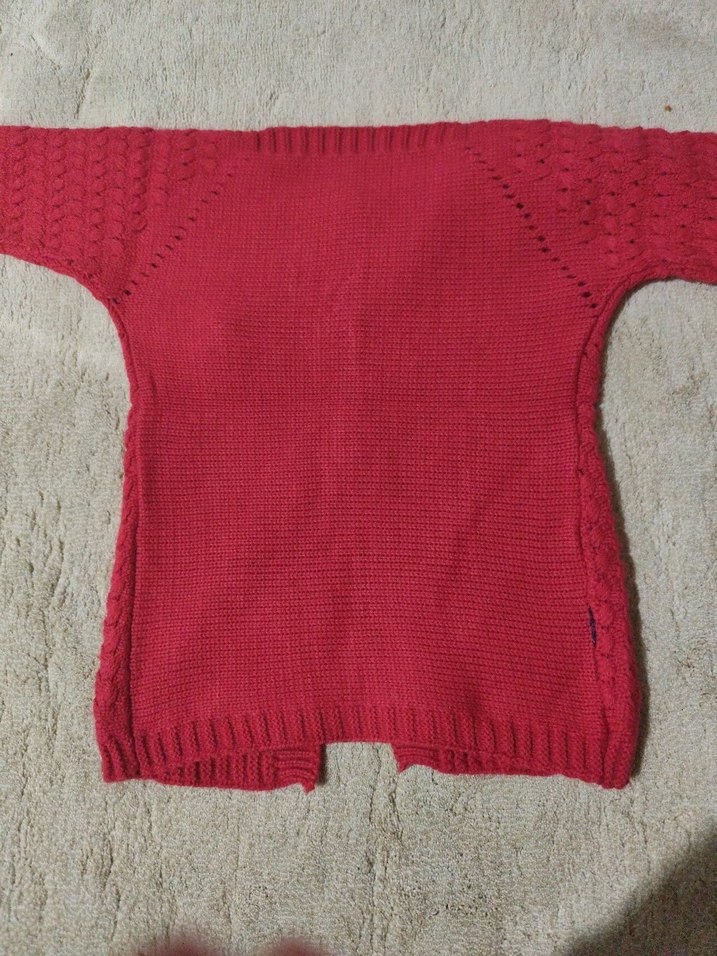 Kız Çocuk Kırmızı Örgü Hırka - Görsel 4