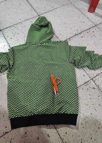 Yeşil Kapüşonlu Fermuarlı kız kapşonlu Hırka - Görsel 4