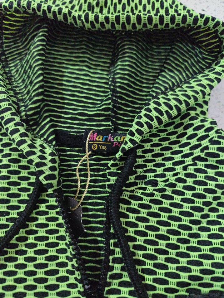 Yeşil Kapüşonlu Fermuarlı kız kapşonlu Hırka - Görsel 2