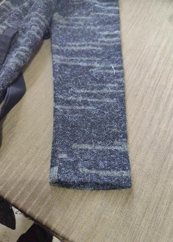 Gri Kapüşonlu Uzun Örme kiz Ceket - Görsel 3