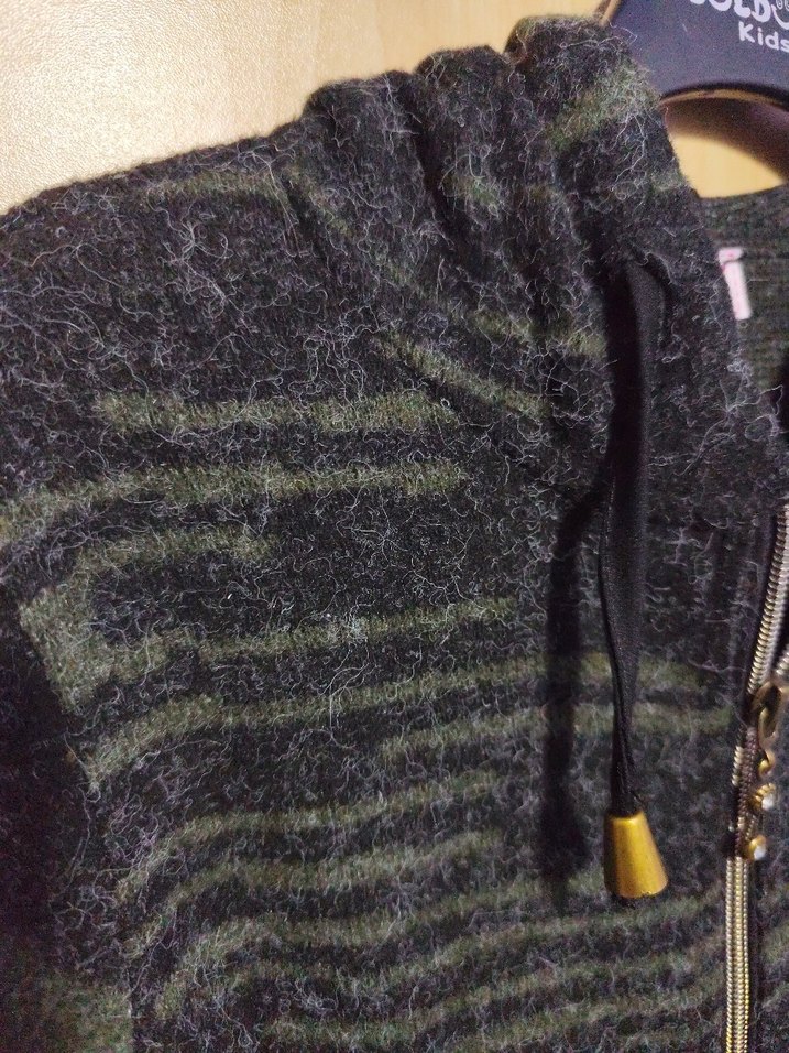 Gri Kapüşonlu Uzun Örme kiz Ceket - Görsel 5