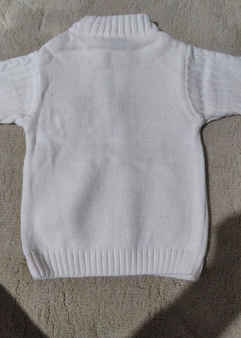 Kız Çocuk Beyaz Triko Fermuarlı Hırka - Görsel 5